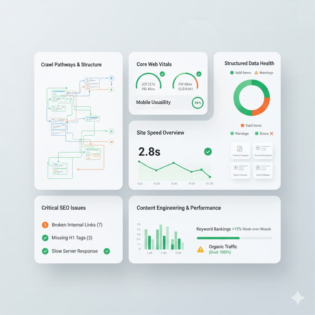 Technical SEO code and audit chart